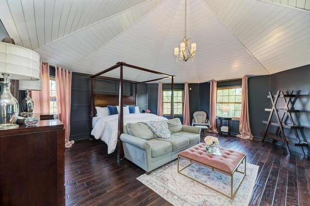 26 Carriage House Ln, Orland Park, IL 60467 - bedroom with hardwood / wood-style floors, a chandelier, and lofted ceiling