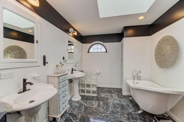 26 Carriage House Ln, Orland Park, IL 60467 - bathroom with a soaking tub, marble finish flooring, and two sinks