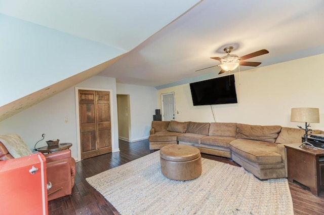 26 Carriage House Ln, Orland Park, IL 60467 - living room with ceiling fan and dark wood-style floors
