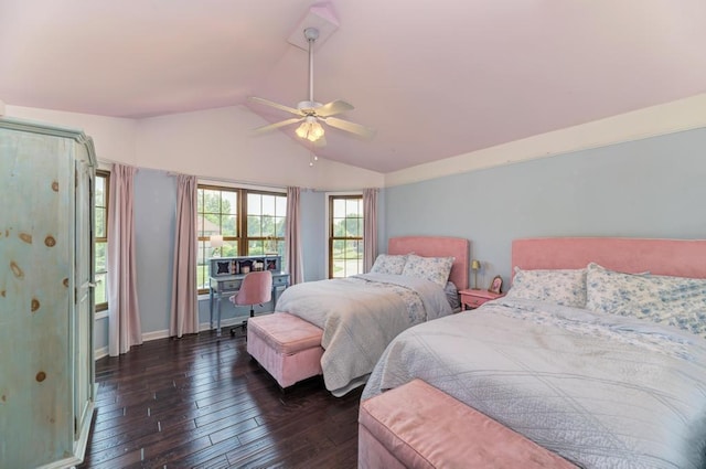 26 Carriage House Ln, Orland Park, IL 60467 - bedroom with lofted ceiling, dark wood-type flooring, and ceiling fan
