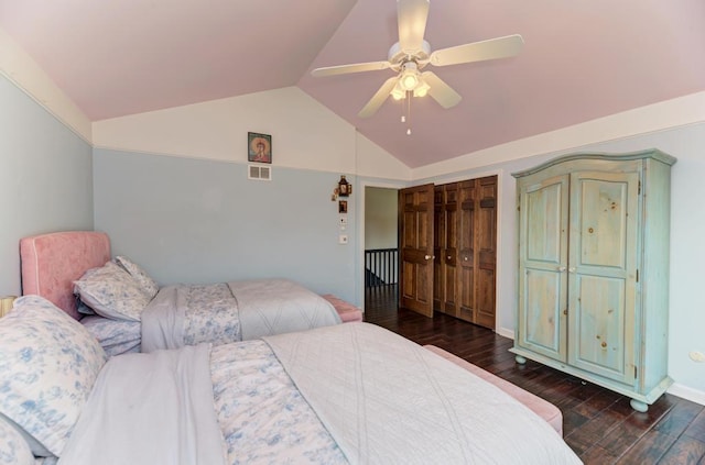 26 Carriage House Ln, Orland Park, IL 60467 - bedroom with wood finished floors, lofted ceiling, and a ceiling fan