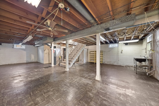 345 W Jeffery St, Kankakee, IL 60901 - below grade area with stairway and a sink