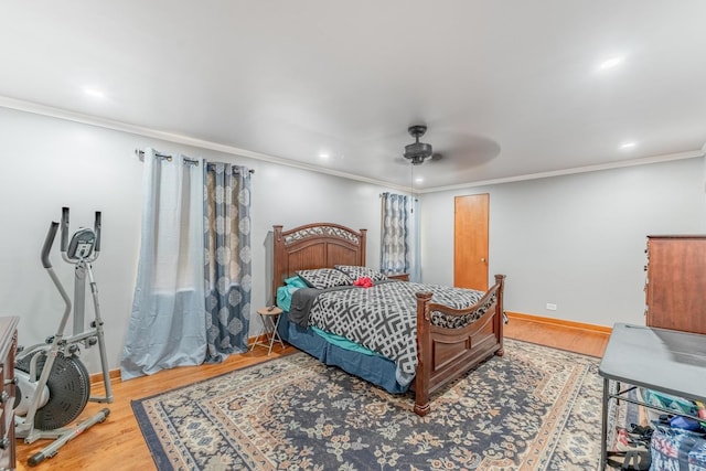 1820 Maple Ave, Berwyn, IL 60402 - bedroom with ornamental molding, recessed lighting, wood finished floors, and ceiling fan