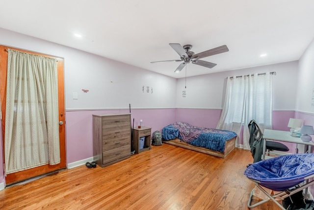 1820 Maple Ave, Berwyn, IL 60402 - bedroom with wood finished floors, a ceiling fan, and recessed lighting