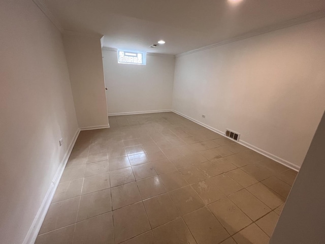 11133 Boeger Ct, Westchester, IL 60154 - below grade area with ornamental molding, tile patterned floors, and recessed lighting