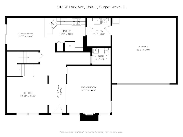 142 W Park Ave Unit C, Sugar Grove, IL 60554 - view of property floor plan