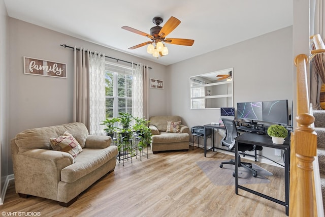142 W Park Ave Unit C, Sugar Grove, IL 60554 - office area featuring ceiling fan and wood finished floors
