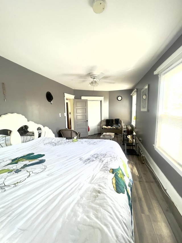 2632 S Austin Blvd, Cicero, IL 60804 - bedroom with dark wood-style floors and a ceiling fan