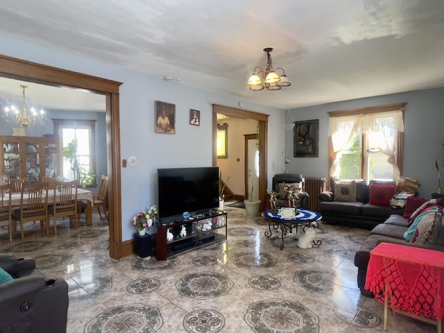 2632 S Austin Blvd, Cicero, IL 60804 - living area featuring a chandelier and radiator