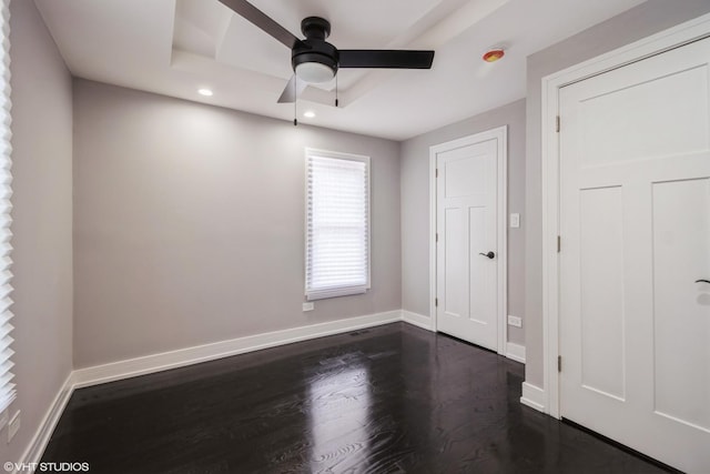 11616 S Lowe Ave, Chicago, IL 60628 - unfurnished bedroom featuring dark wood-style floors, recessed lighting, and a ceiling fan