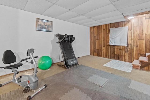 277 Mcmillan St, Grayslake, IL 60030 - workout area with wood walls and a drop ceiling