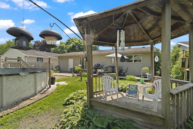 277 Mcmillan St, Grayslake, IL 60030 - wooden terrace featuring a covered pool and a gazebo