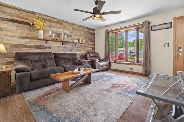 277 Mcmillan St, Grayslake, IL 60030 - living area with wood walls, wood finished floors, and ceiling fan