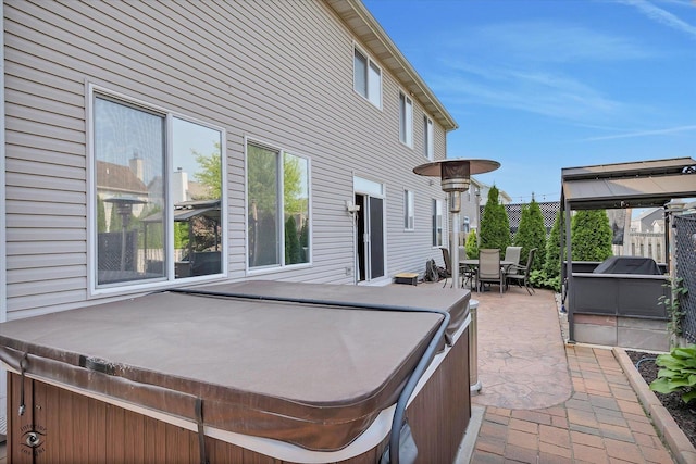 1612 Whisper Glen Dr, Plainfield, IL 60586 - view of patio featuring a hot tub, outdoor dining area, and a gazebo