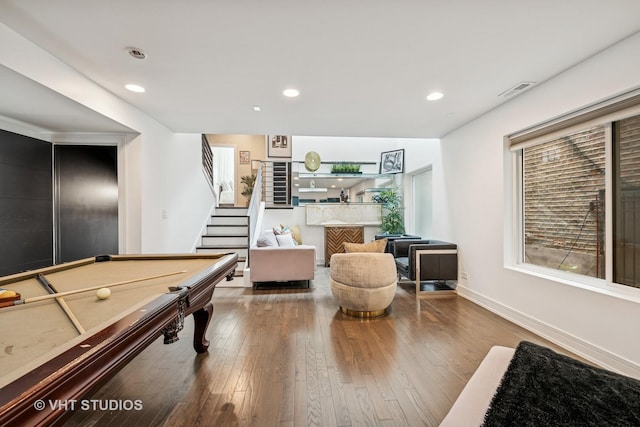 2503 N Maplewood Ave, Chicago, IL 60647 - game room with healthy amount of natural light, hardwood / wood-style flooring, and recessed lighting