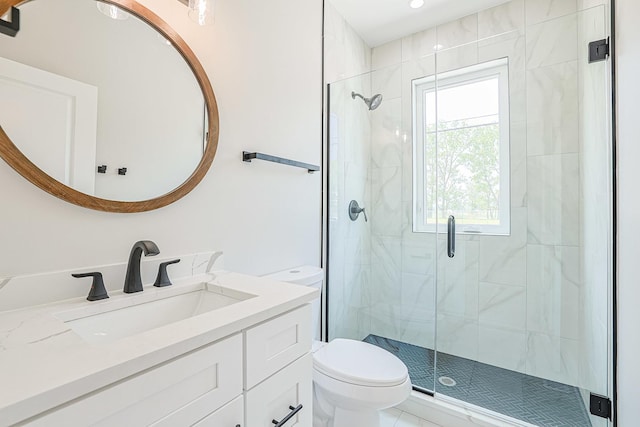7948 W 74th Ave, Bridgeview, IL 60455 - full bathroom featuring a shower stall, vanity, and recessed lighting
