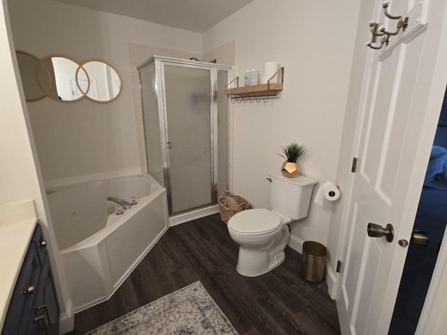 1530 Laurel Oaks Dr, Streamwood, IL 60107 - bathroom featuring wood finished floors, a stall shower, a whirlpool tub, and vanity