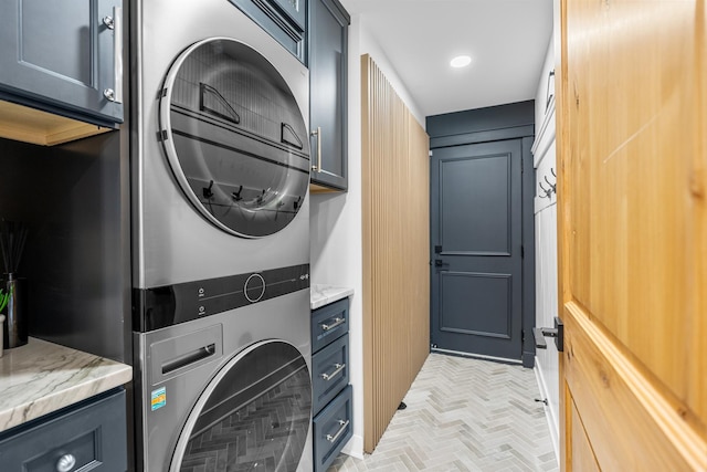638 Legend Ln, Mchenry, IL 60050 - laundry area with cabinet space and stacked washing machine and dryer