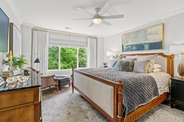 638 Legend Ln, Mchenry, IL 60050 - bedroom featuring crown molding and a ceiling fan