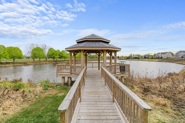 638 Legend Ln, Mchenry, IL 60050 - dock area featuring a gazebo and a water view