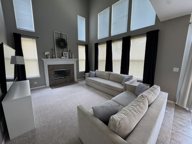 3122 Kyra Ln, Elgin, IL 60124 - living room with a high ceiling and a premium fireplace
