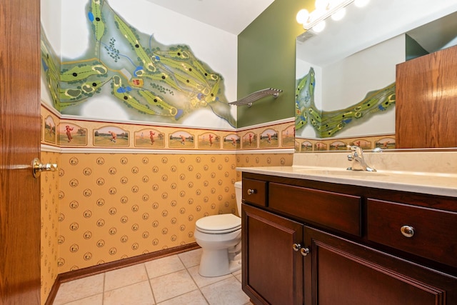 6248 Misty Pines Dr Unit 4, Tinley Park, IL 60477 - bathroom with vanity, tile patterned floors, and wainscoting