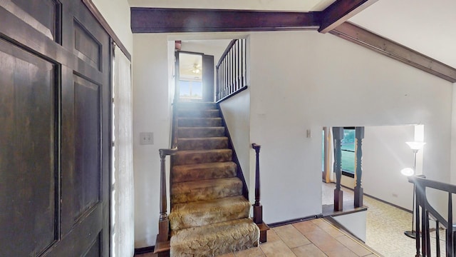 198 S Circle Ave, Bloomingdale, IL 60108 - foyer with stairway and ceiling fan