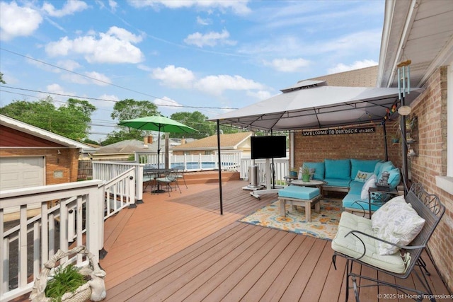 9122 S Avers Ave, Evergreen Park, IL 60805 - deck with an outdoor hangout area, a gazebo, and outdoor dining space