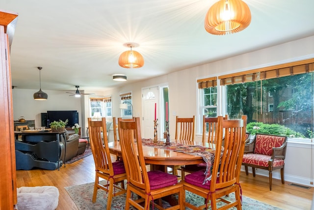 2417 Lyons St, Evanston, IL 60201 - dining space with plenty of natural light, light wood-style floors, and ceiling fan