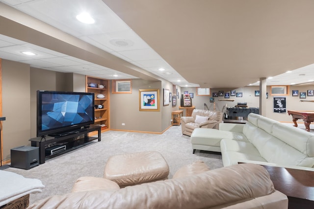 8025 Kirkcaldy Ct, Palos Heights, IL 60463 - carpeted living area featuring bar and recessed lighting