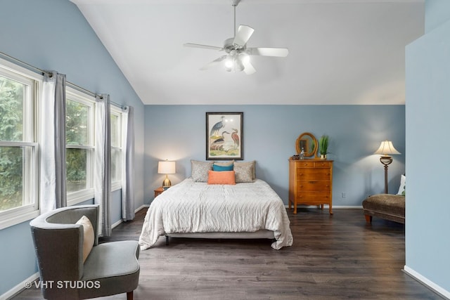 1580 Verde Ln, Mundelein, IL 60060 - bedroom with vaulted ceiling, multiple windows, wood finished floors, and ceiling fan