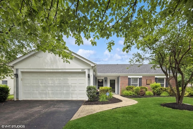 0N480 Winfield Scott Dr, Winfield, IL 60190 - single story home with driveway, an attached garage, a front yard, and brick siding