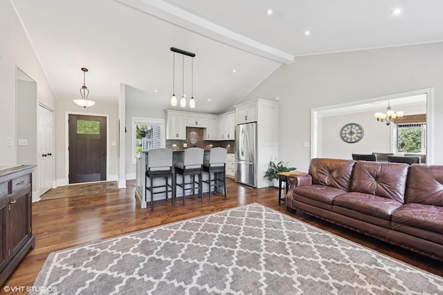 0N480 Winfield Scott Dr, Winfield, IL 60190 - living room with a chandelier, dark wood finished floors, and plenty of natural light