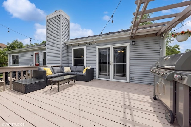 0N480 Winfield Scott Dr, Winfield, IL 60190 - wooden terrace with an outdoor living space and grilling area