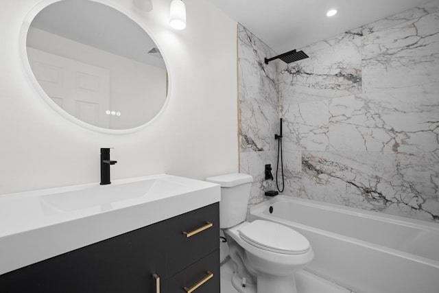16030 University Ave, South Holland, IL 60473 - full bath featuring bathing tub / shower combination, vanity, and recessed lighting