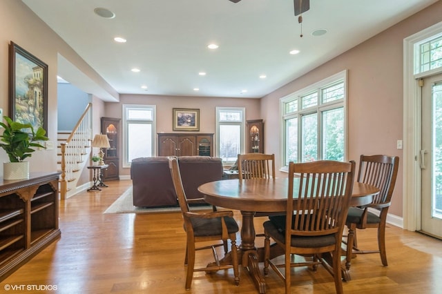 706 French Way Unit 2, Mount Prospect, IL 60056 - dining room featuring healthy amount of natural light, stairs, recessed lighting, and light wood finished floors
