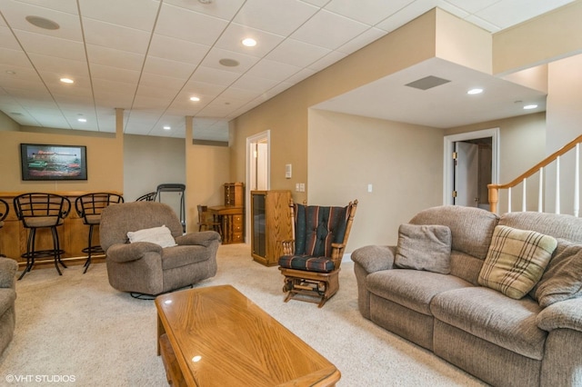 706 French Way Unit 2, Mount Prospect, IL 60056 - carpeted living area with recessed lighting and stairs