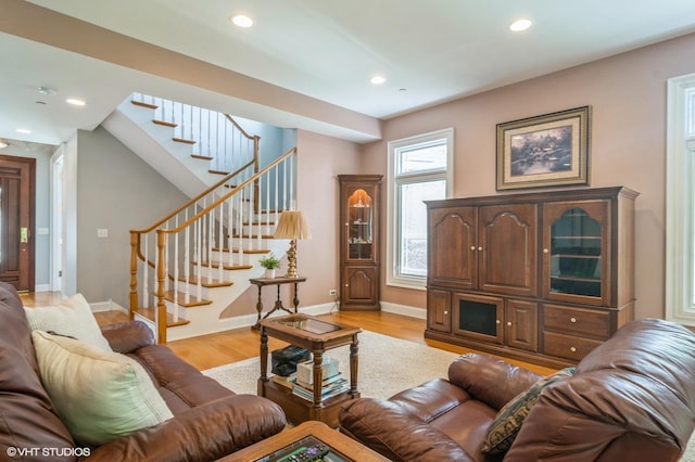 706 French Way Unit 2, Mount Prospect, IL 60056 - living area with light wood finished floors, stairs, and recessed lighting