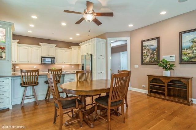 706 French Way Unit 2, Mount Prospect, IL 60056 - dining space with a ceiling fan, light wood-type flooring, and recessed lighting