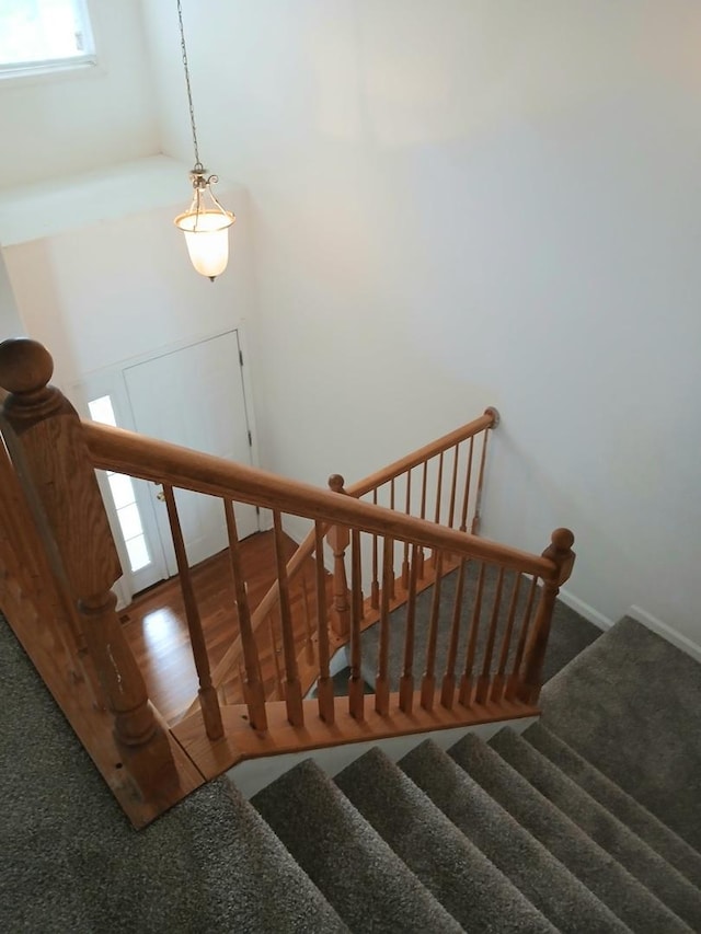 313 Manning Dr, Dekalb, IL 60115 - staircase featuring carpet and baseboards
