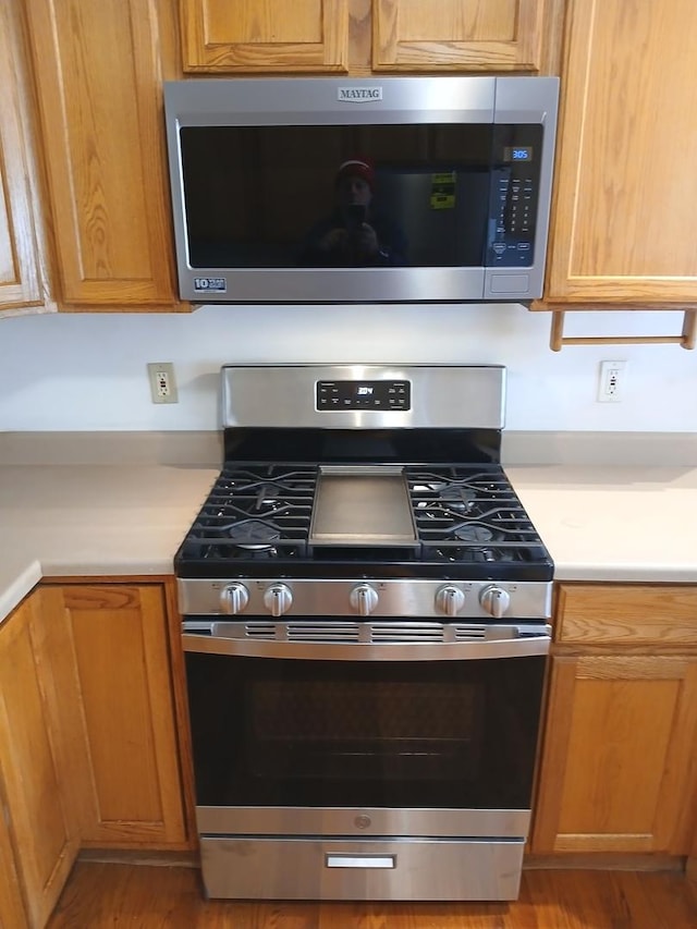 313 Manning Dr, Dekalb, IL 60115 - kitchen with stainless steel appliances, light countertops, and light wood finished floors