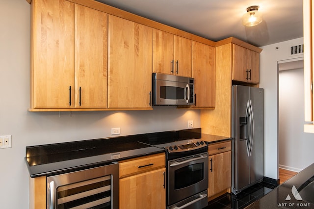 400 E Ohio St Unit 2302, Chicago, IL 60611 - kitchen featuring stainless steel appliances, wine cooler, and dark countertops