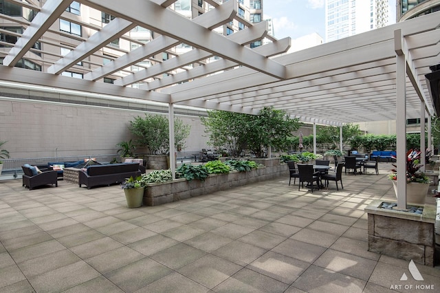 400 E Ohio St Unit 2302, Chicago, IL 60611 - view of patio featuring an outdoor living space, outdoor dining space, and a pergola