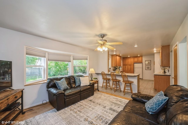881 Twisted Oak Ln, Buffalo Grove, IL 60089 - living area with light wood-style floors and a ceiling fan
