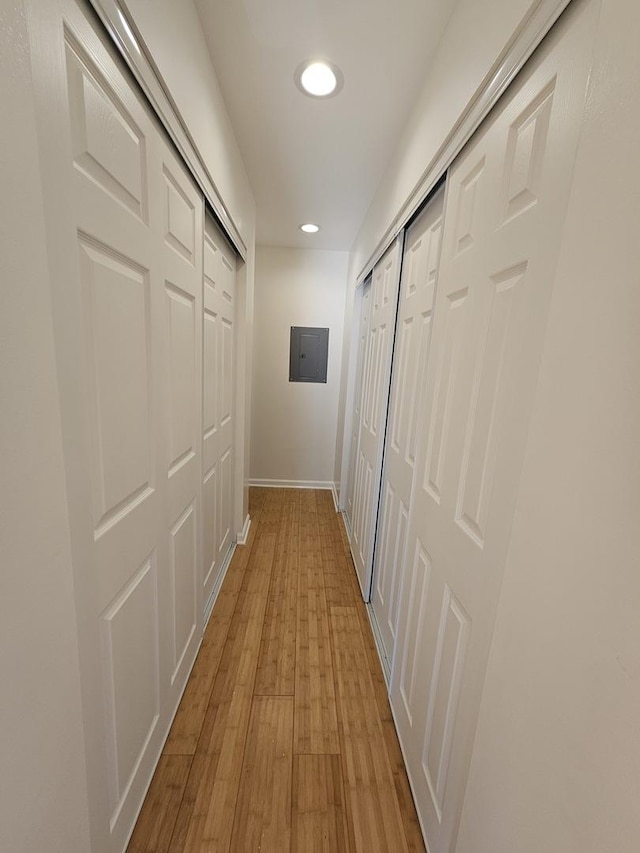3300 N Carriageway Dr Unit 307, Arlington Heights, IL 60004 - hall featuring recessed lighting, electric panel, and light wood finished floors