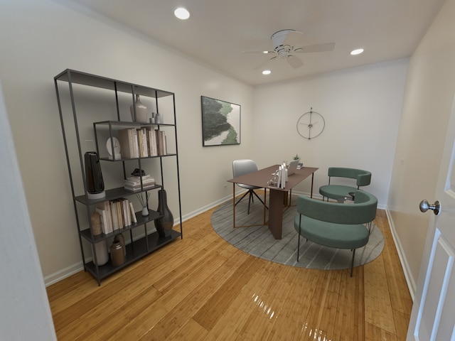 3300 N Carriageway Dr Unit 307, Arlington Heights, IL 60004 - office with light wood-style floors, a ceiling fan, and recessed lighting