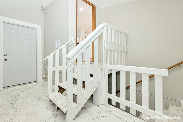 208 W Nippersink Rd, Round Lake, IL 60073 - stairway featuring marble finish floors