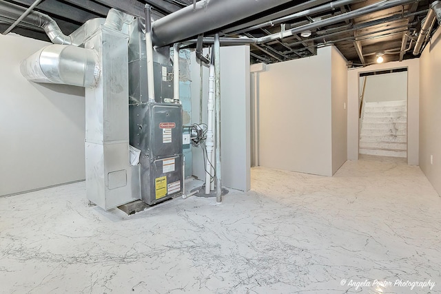 208 W Nippersink Rd, Round Lake, IL 60073 - unfinished basement with heating unit and stairway