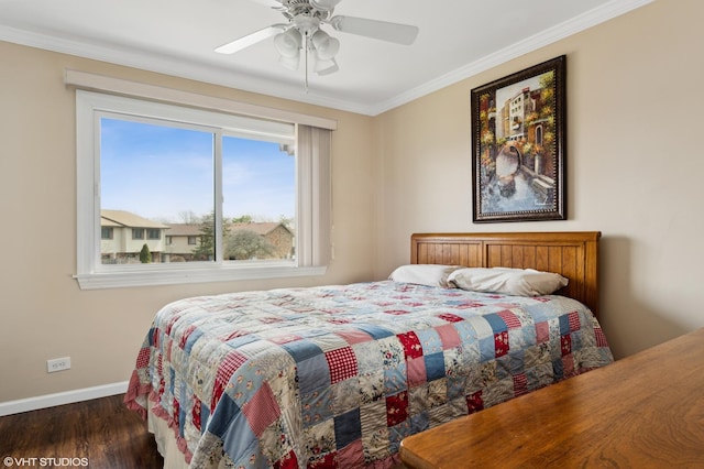 7330 Winthrop Way Unit 2, Downers Grove, IL 60515 - bedroom featuring wood finished floors, ornamental molding, and ceiling fan