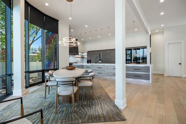 2110 Pfingsten Rd, Northbrook, IL 60062 - dining space with light wood-type flooring and recessed lighting